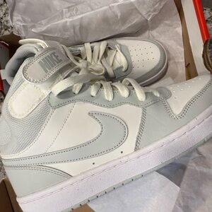 Nike Kids White and Gray High-Top Sneakers